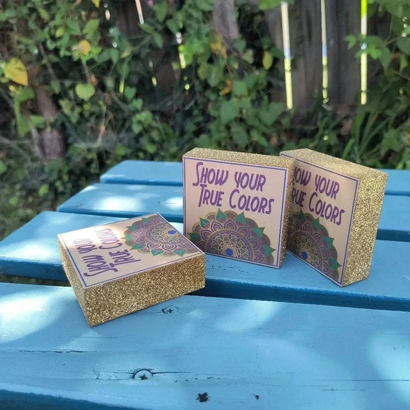 Show your true colors home decor gold sparkle plaque desk purple mandala boho hi - Picture 3 of 8